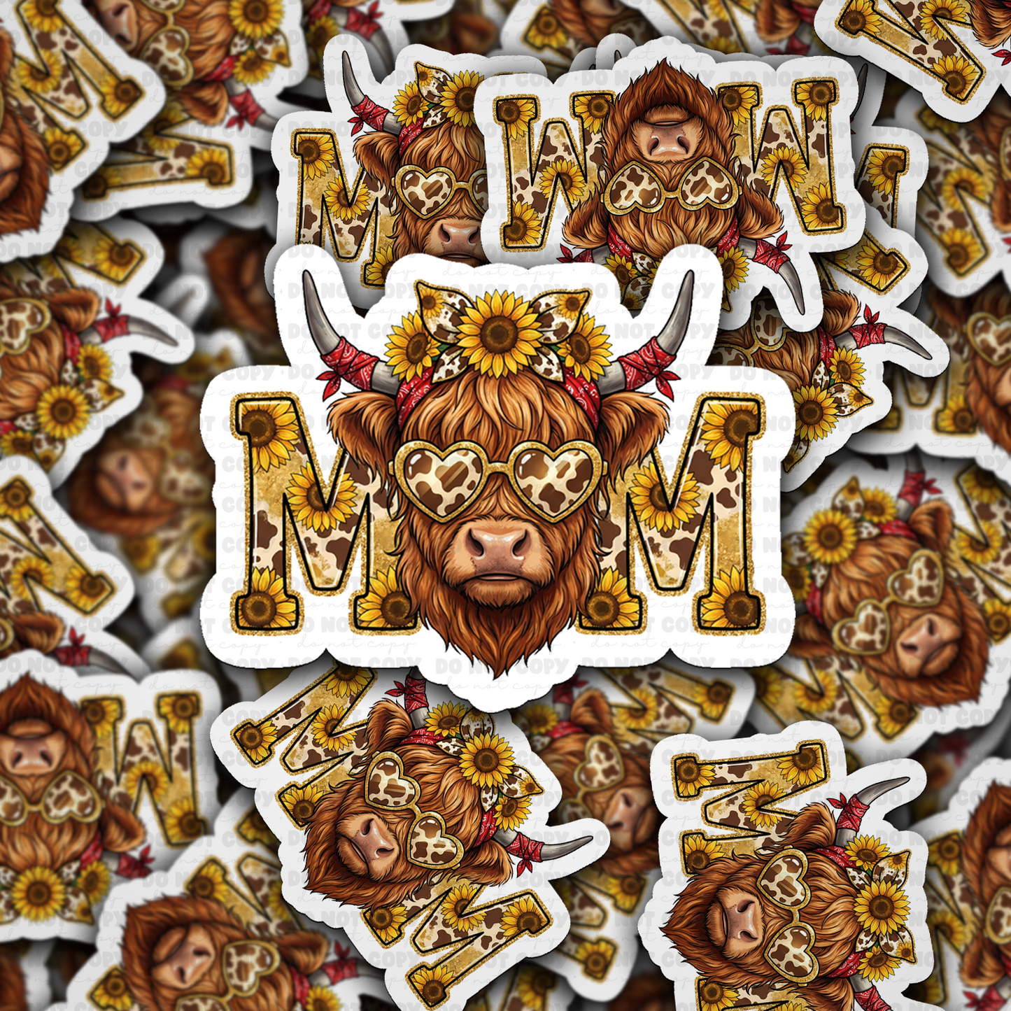 Mom sunflower cow sticker