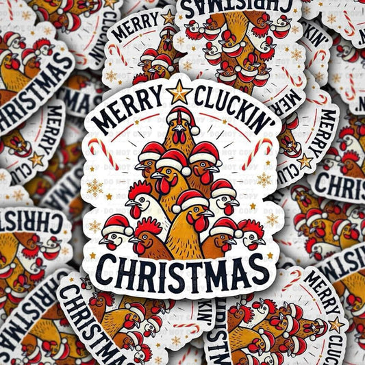 Merry clucking Christmas sticker