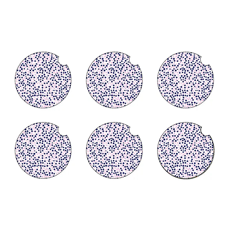 Pink and blue dots car coaster set