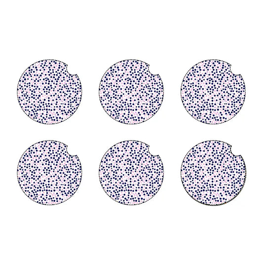 Pink and blue dots car coaster set