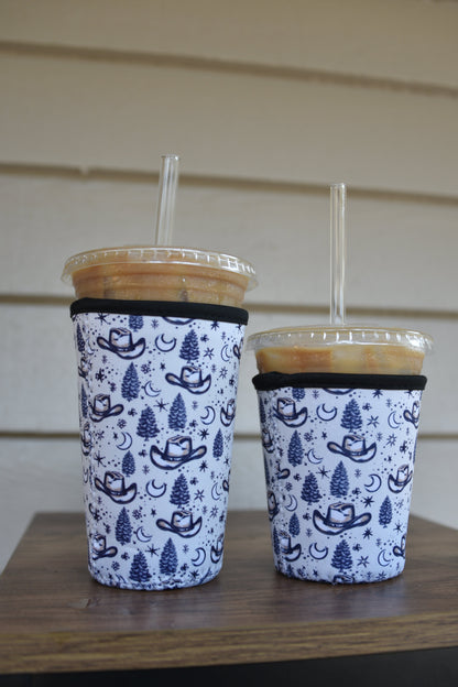 Cowboy Hat & Stars Coffee Sleeve | Reusable Neoprene Iced Coffee Cup Cover (16–24oz)