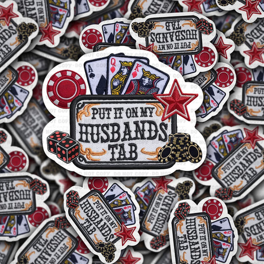 Put it on my husbands tab sticker