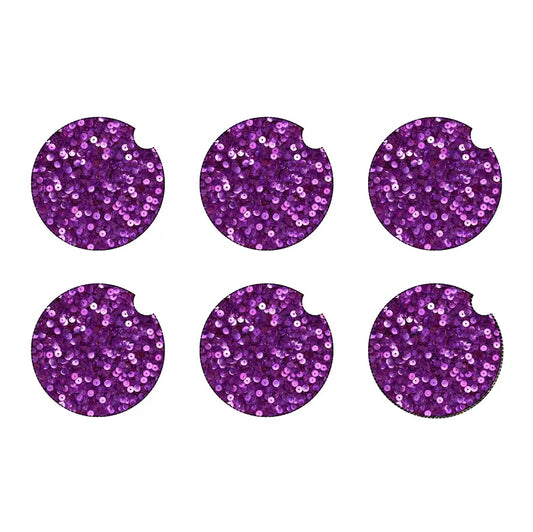 Purple glitter car coaster set