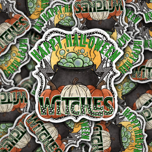 Happy Halloween witches sticker