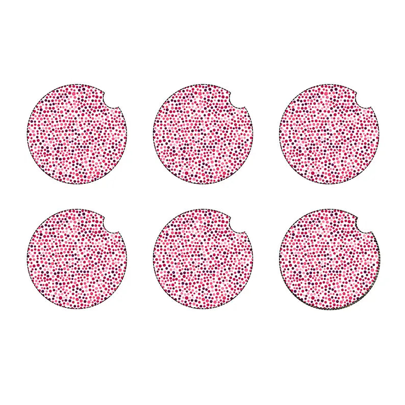 Pink dots car coaster set