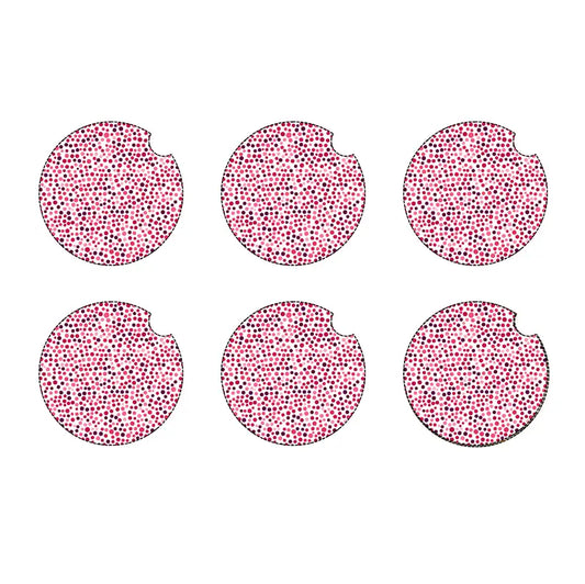 Pink dots car coaster set