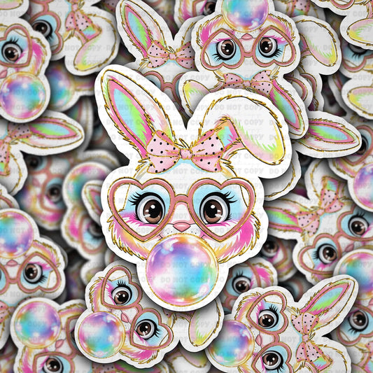 Bunny blowing a bubble sticker