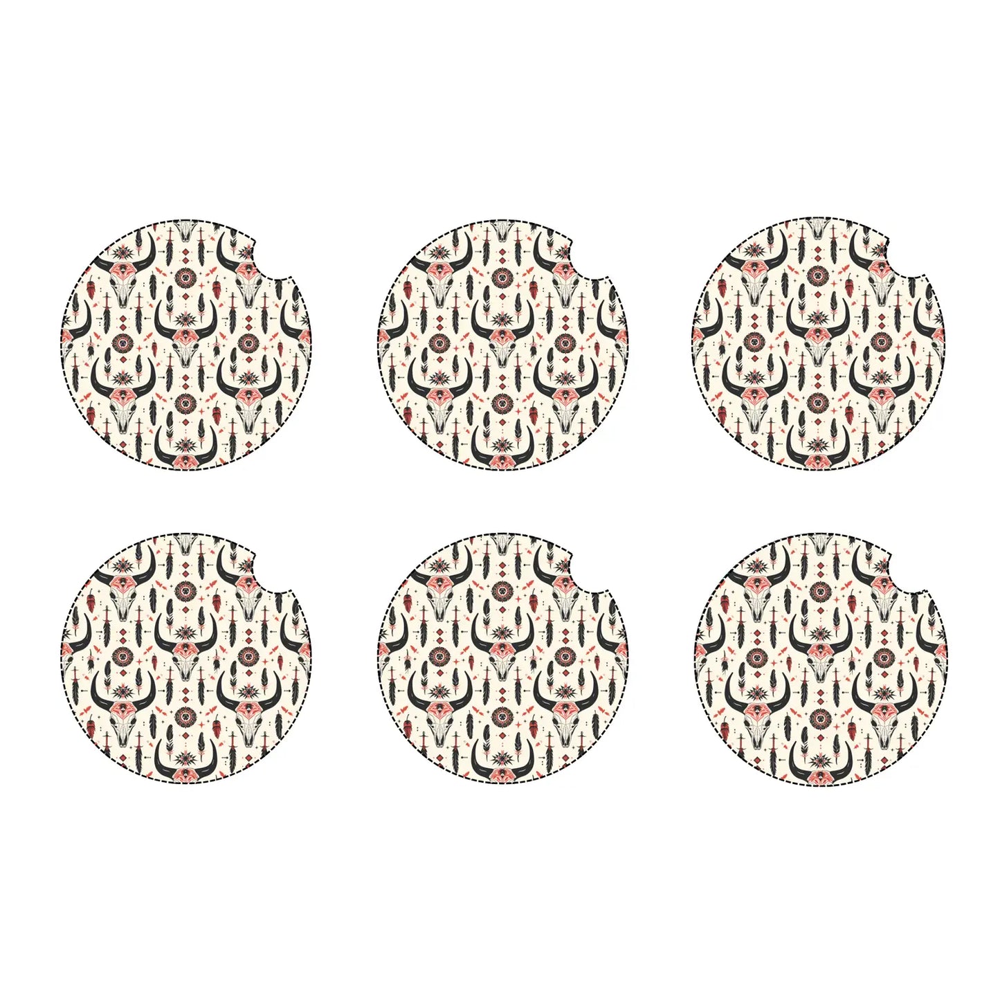 Skull western car coaster set