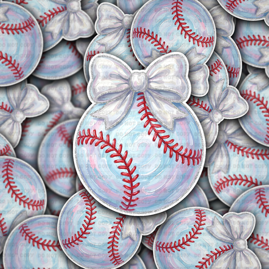Baseball Glitter Coquette Bow sticker