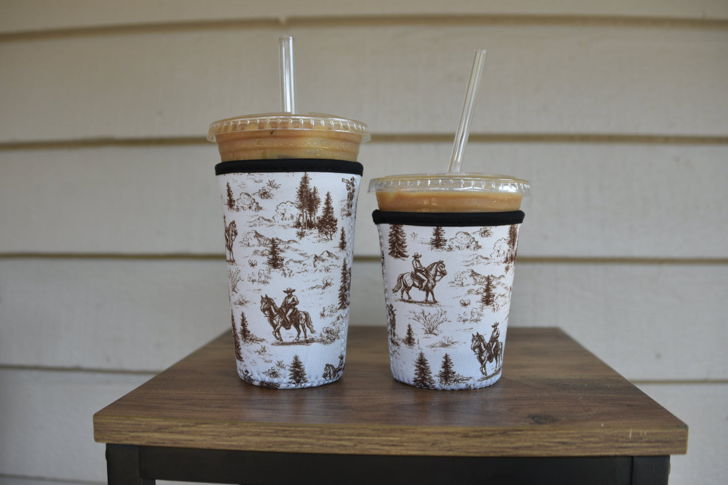 Western Golden Cowboy Coffee Sleeve | Reusable Neoprene Iced Coffee Cup Cover (16–24oz)