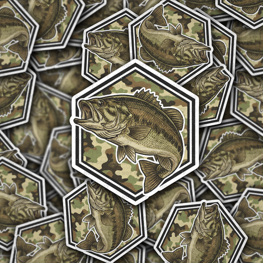 Camo Bass Fish sticker