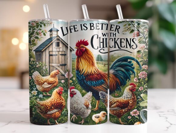 Life is better with chickens tumbler