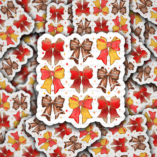 Red and yellow bow sticker
