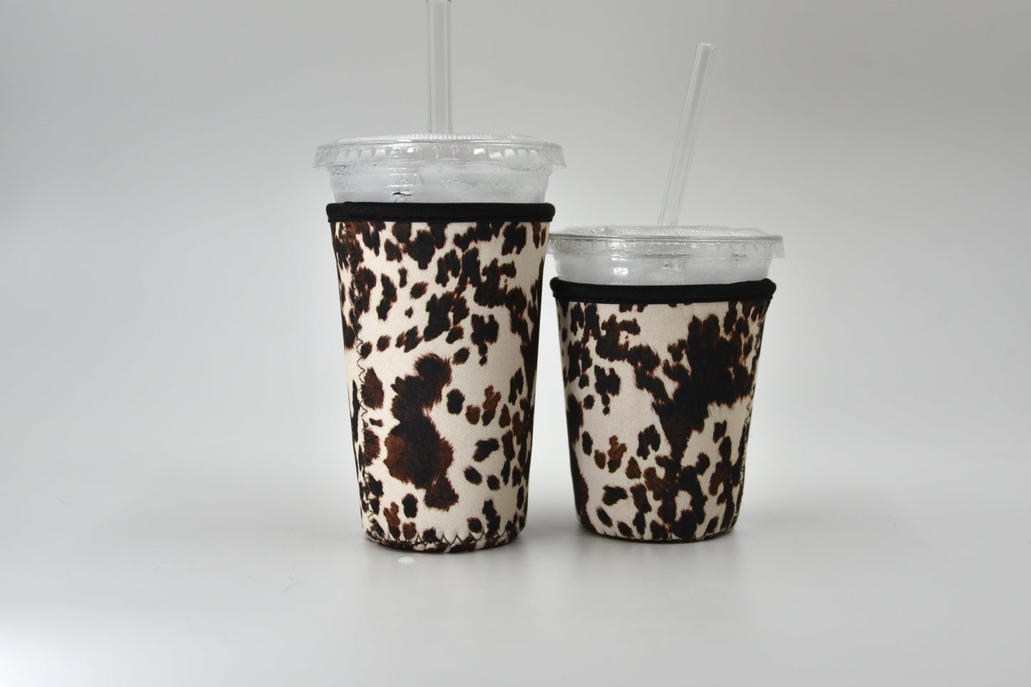 Cow Print Coffee Sleeve | Reusable Neoprene Iced Coffee Cup Cover (16–24oz)