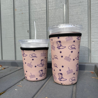 Neutral boots patterned Iced Coffee Cover | Iced Coffee Koozie