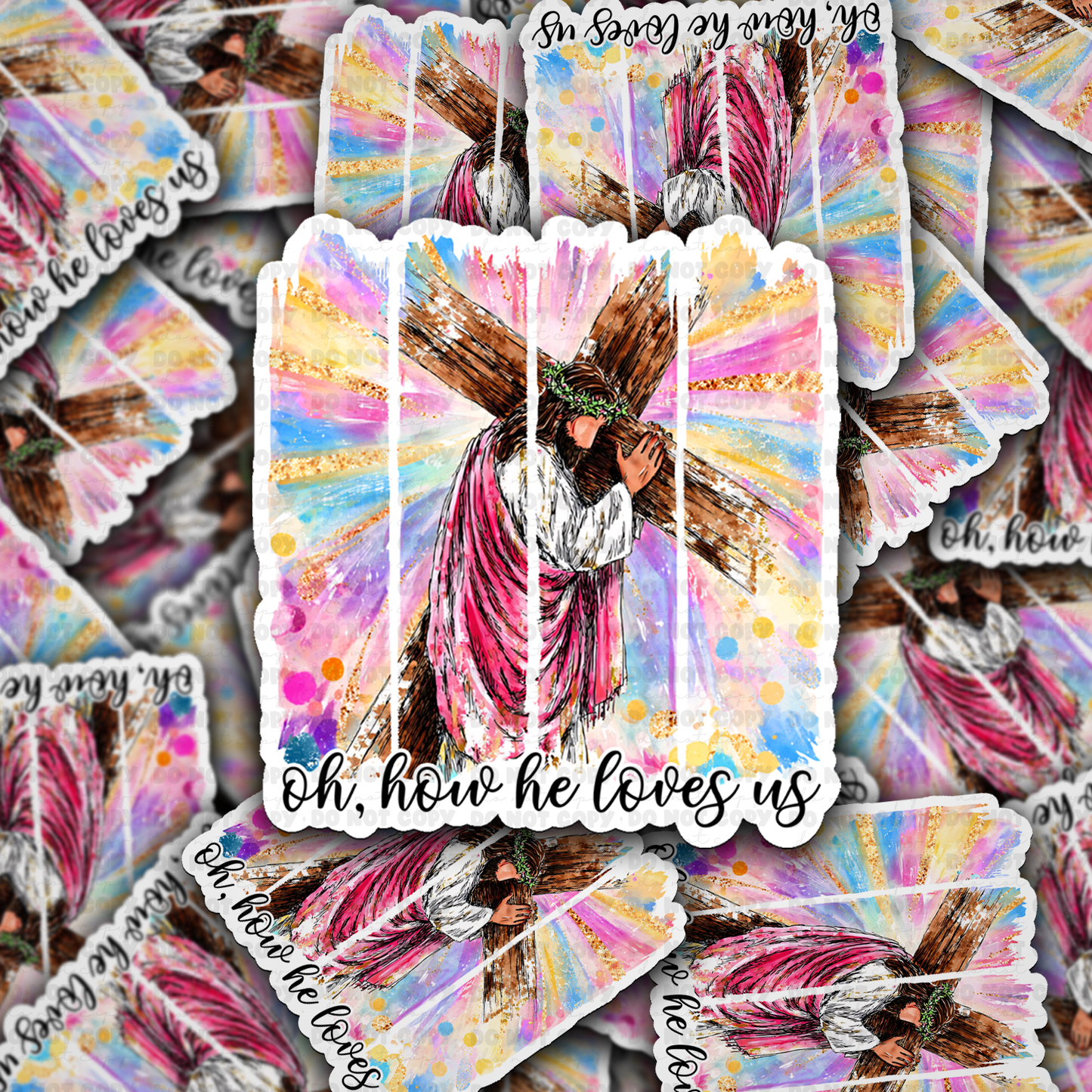 Oh how he loves us sticker