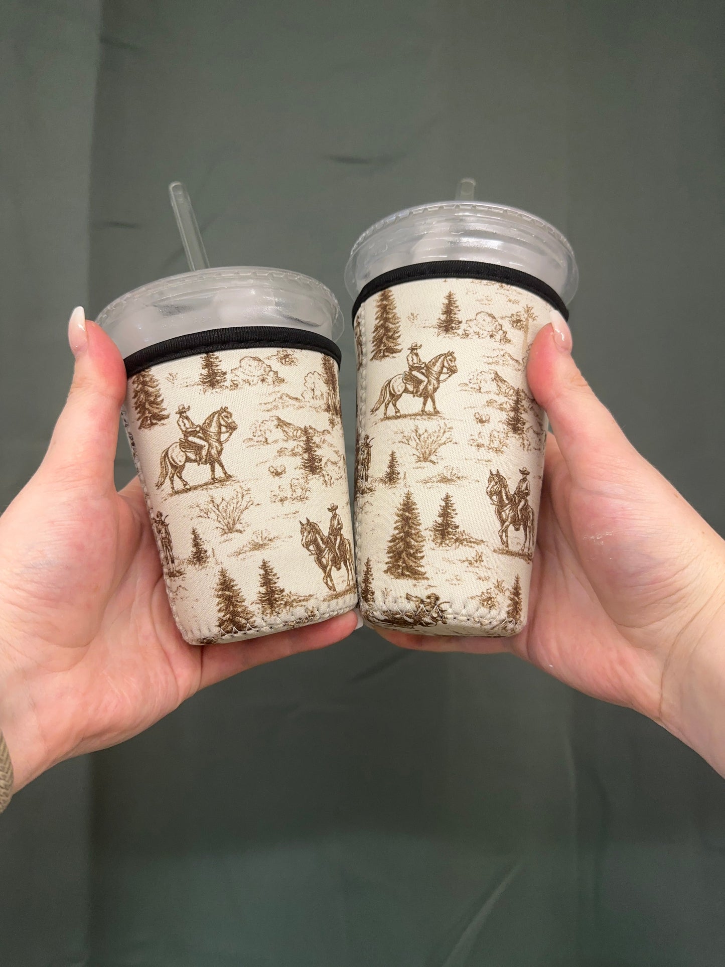 Western Golden Cowboy Coffee Sleeve | Reusable Neoprene Iced Coffee Cup Cover (16–24oz)