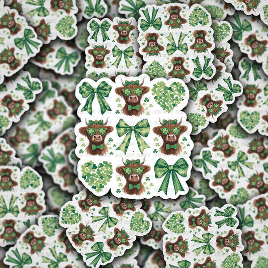 Highland cow bows sticker