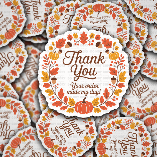 Fall Autumn Thank You sticker