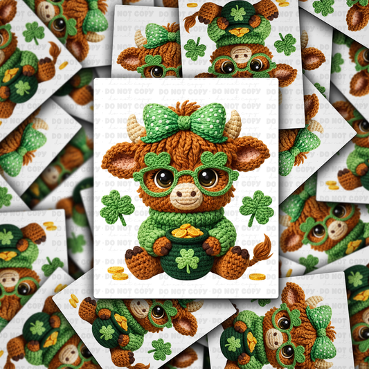 St patricks highland cow sticker