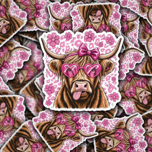 Highland Cow Valentine sticker