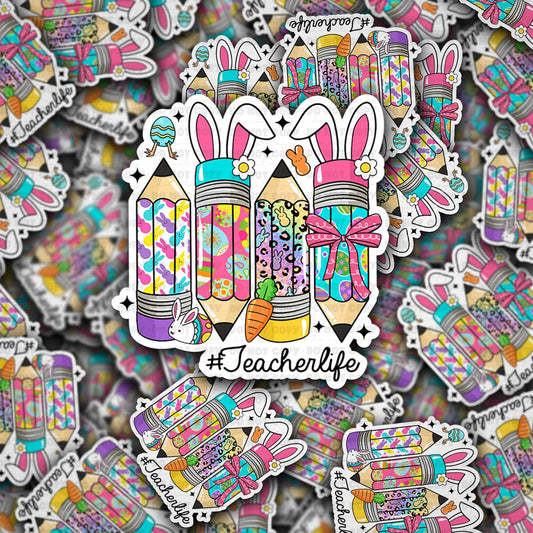 Teacher life easter pencil  sticker