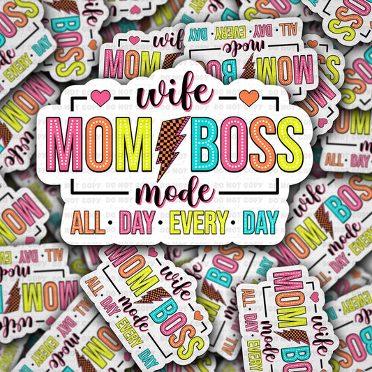 Wife mom boss sticker