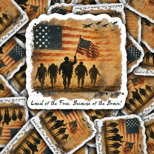 Land of the free because of the brave sticker