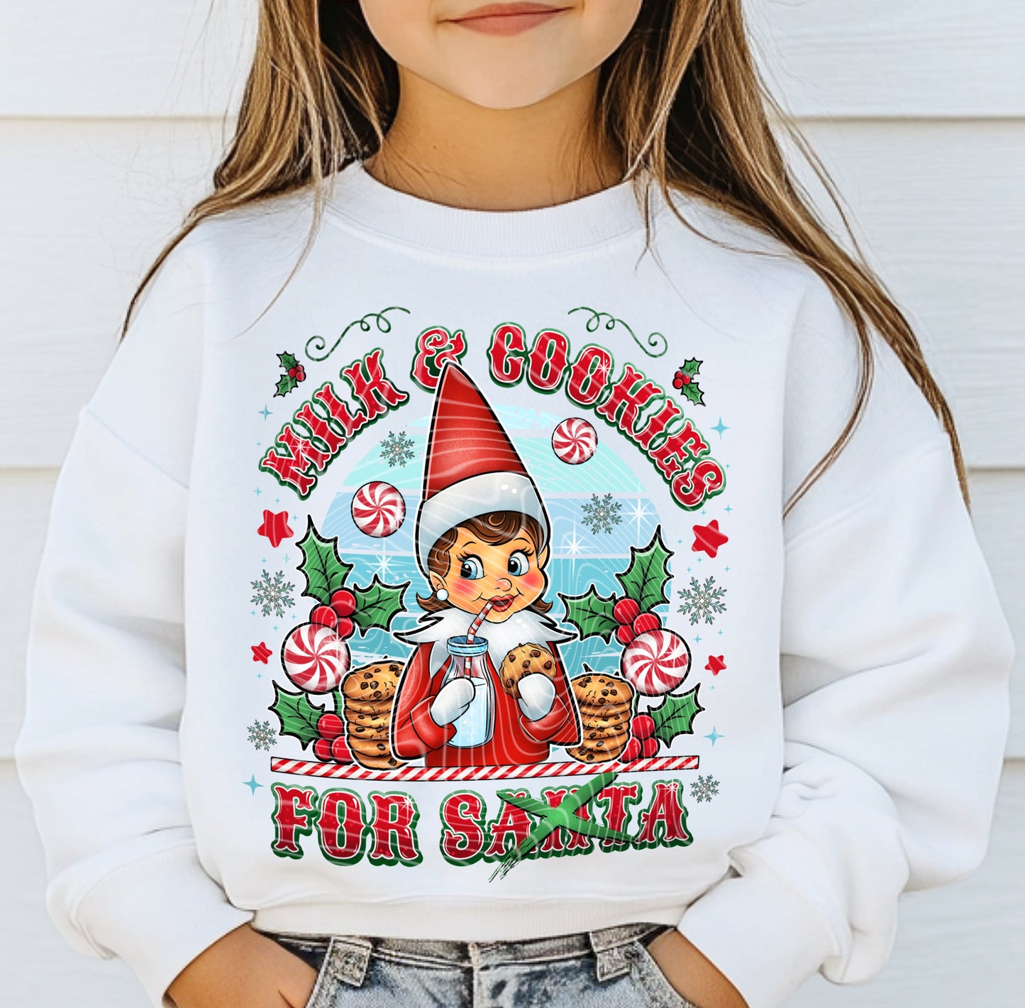 Milk and eggs girl elf dtf print