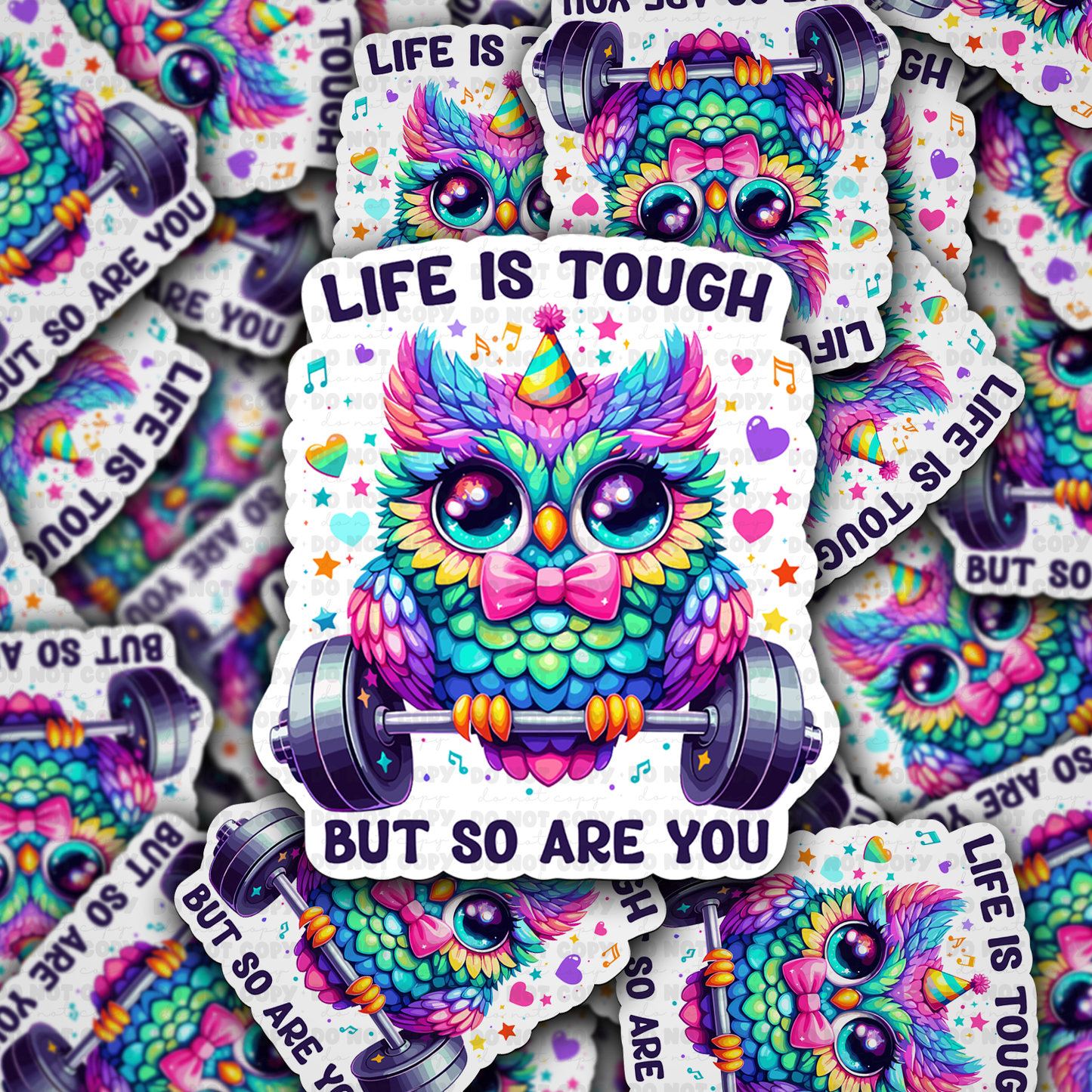 Life is tough owl sticker