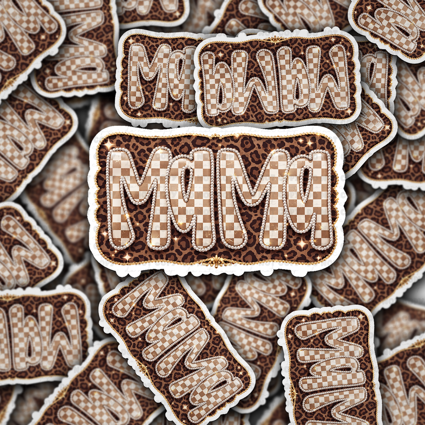 Mama brown pattern sticker