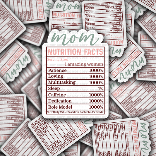 Mom nutrition facts sticker