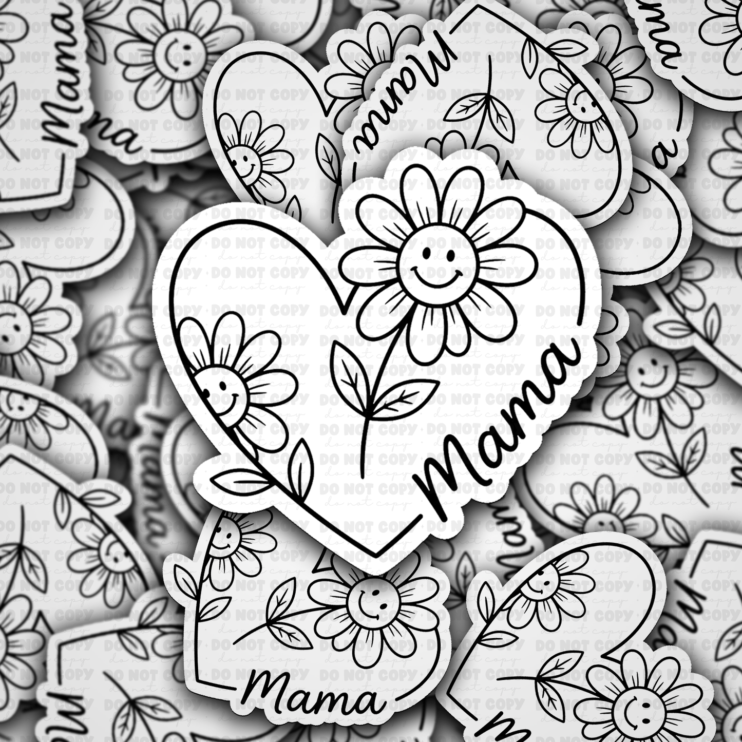 Mama heart flower sticker