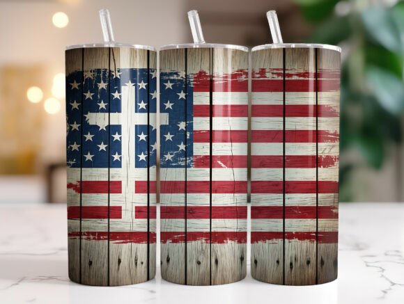 American flag cross tumbler