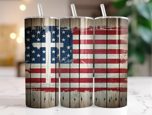 American flag cross tumbler