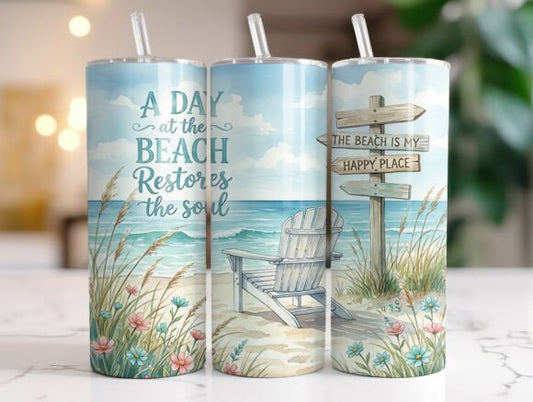 A day at the beach tumbler cup