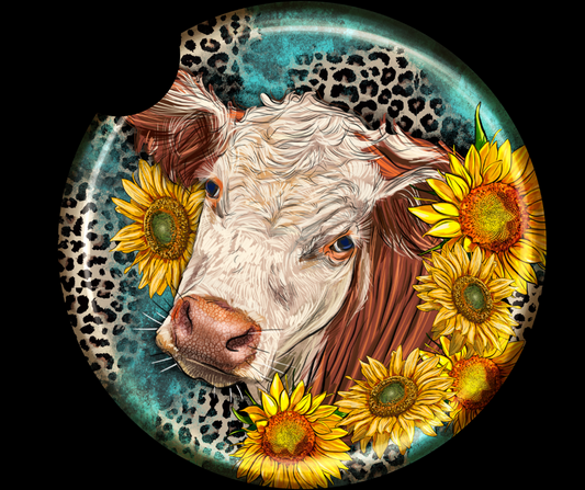 Cow western leopard car coasters