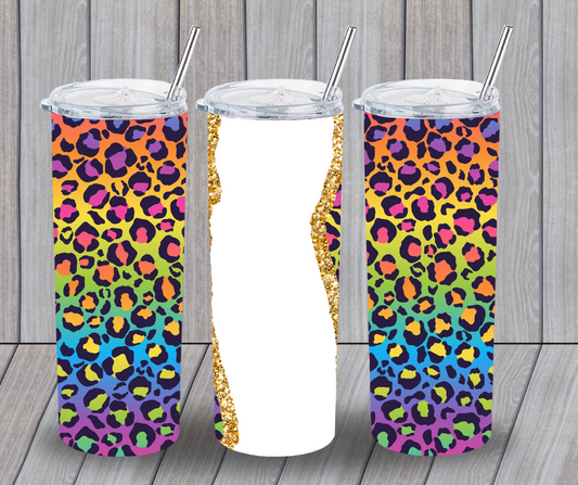 Tie dye leopard tumbler