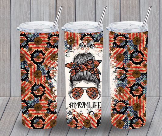 Mom life patriotic theme tumbler