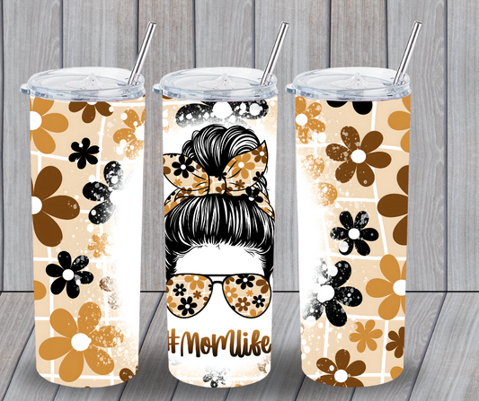 Retro flowers tumbler cup