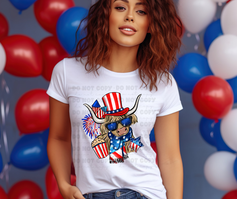 Patriotic Highland cow shirt