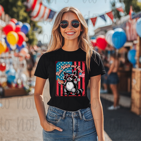 Red white and feral shirt