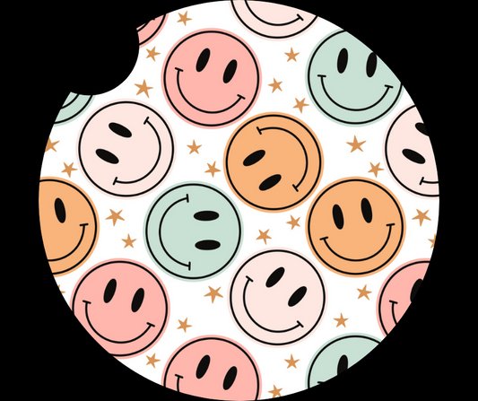 Smiley car coasters