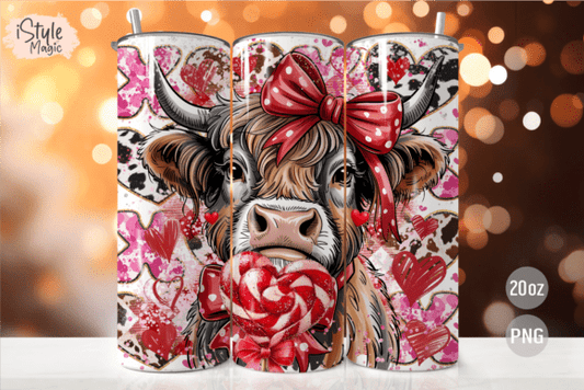 Highland cow valentines tumbler