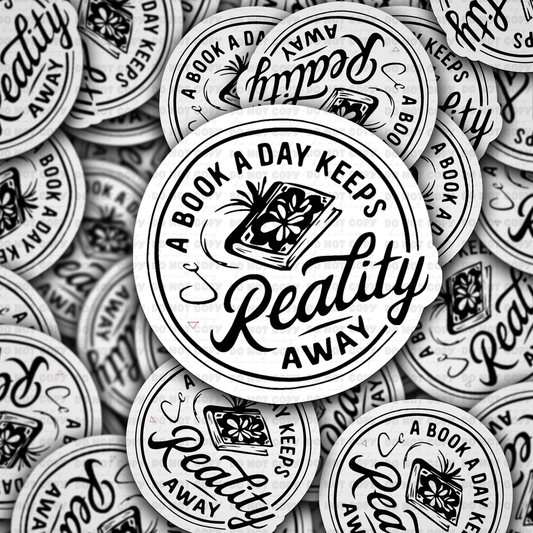a book a day keeps reality sticker