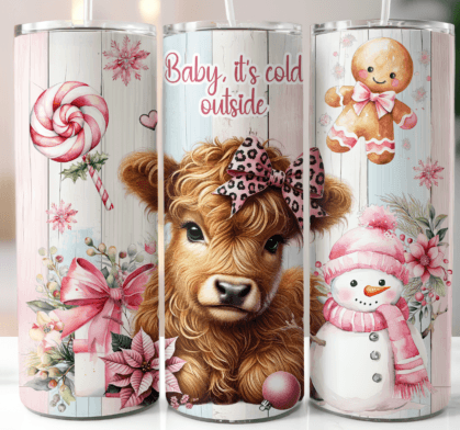 Baby its cold outside highland cow tumbler