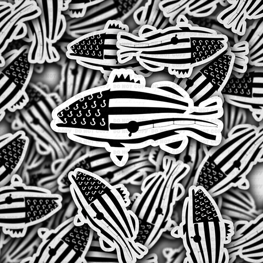 Black fishing sticker