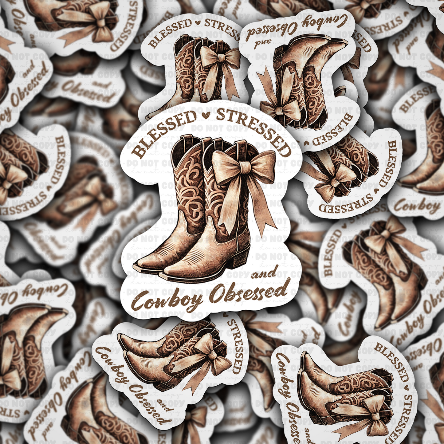 Blessed stressed and cowboy obsessed sticker