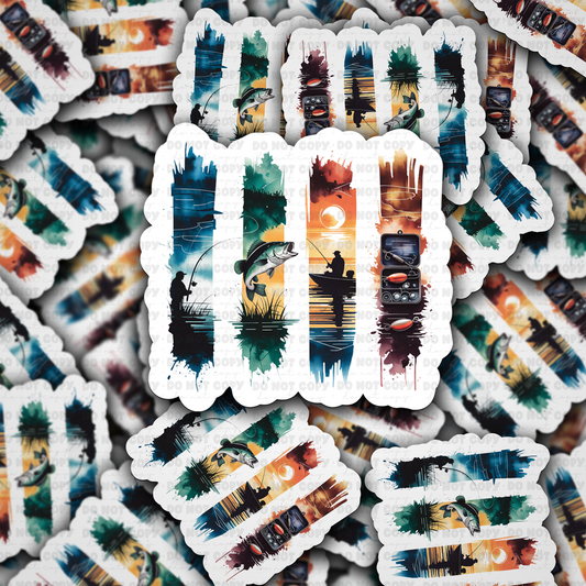 Brushstroke fishing sticker