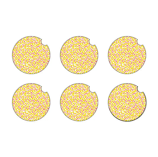 Yellow dots car coaster set